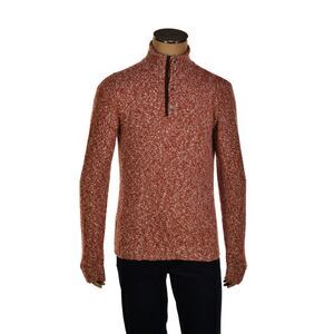 Fedeli Wool-Cashmere Marled Turtleneck Knit Quarter Button Up Sweater